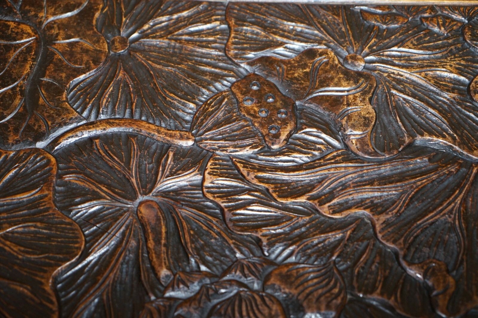 Circa 1905 Liberty's London Japanese Hand Carved Side Lamp Table Cutlery Drawers photo 1750.0