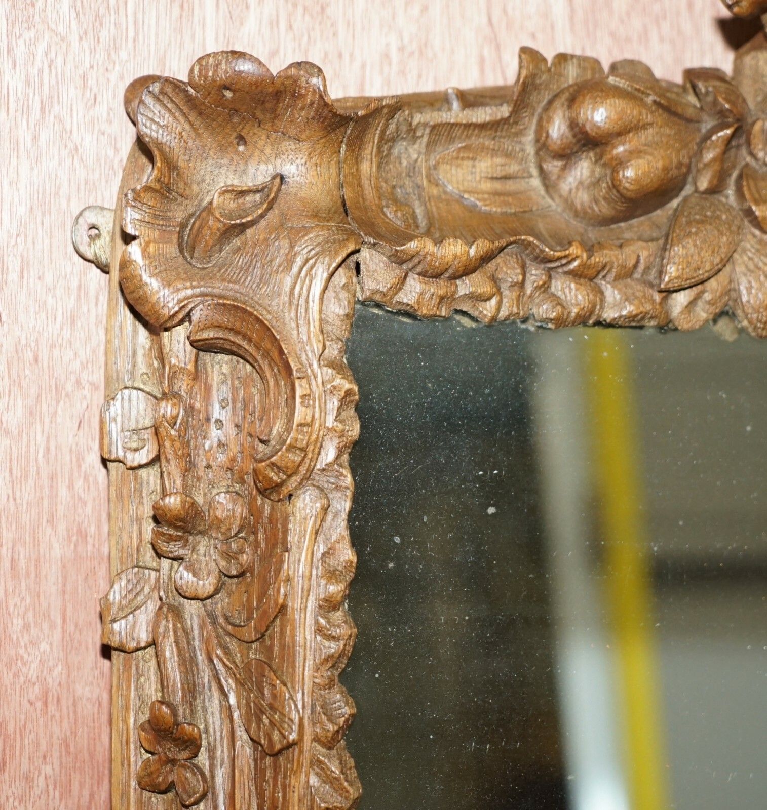 Rare Original 18th Century Ornately Carved Frame Wall Mirror With Cherub Boy photo 1750.0