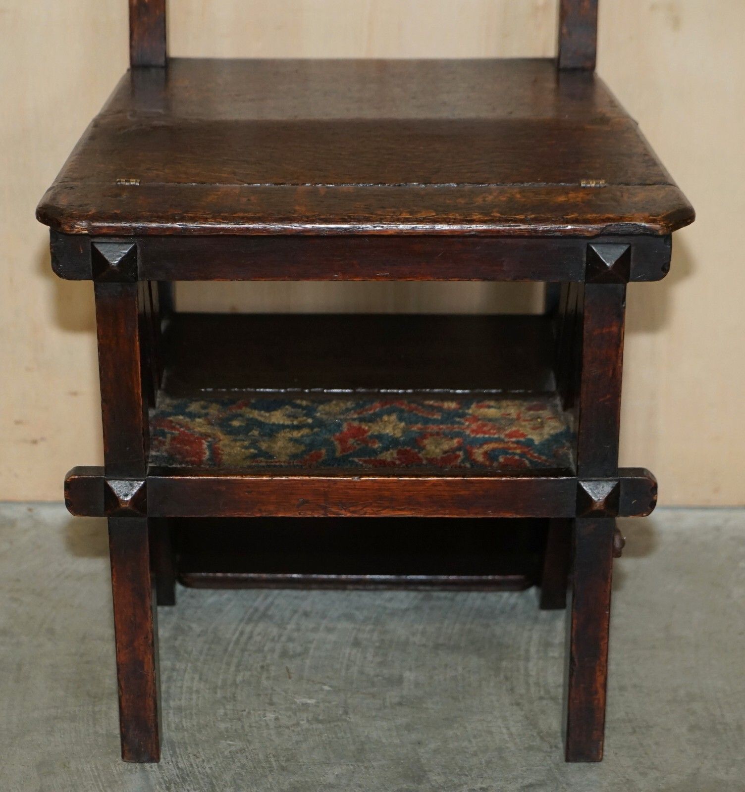 Fine Antique Arts & Crafts Metamorphic Library Steps Original Carpet Upholstery photo 1650.0