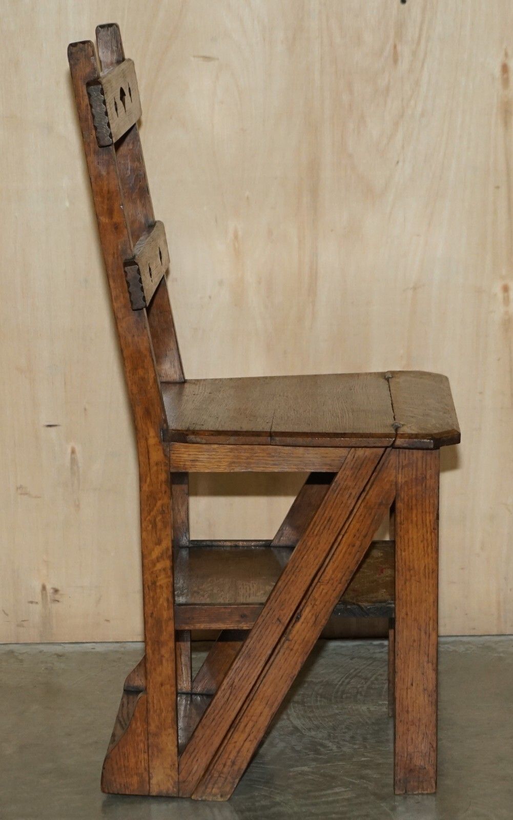 1650.0 Antique 1880 Arts & Crafts Metamorphic Library Steps Original Carpet Upholstery photo