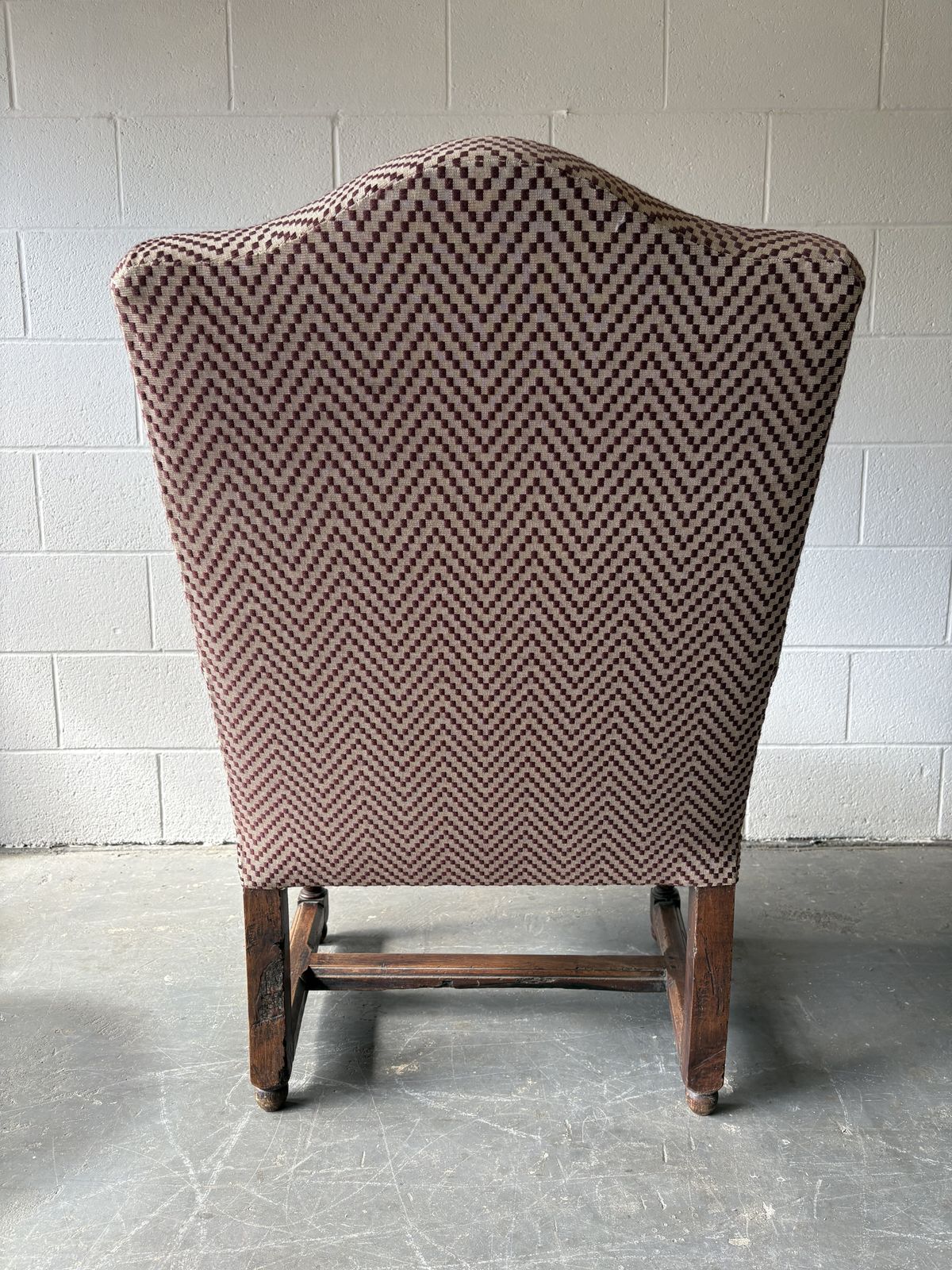 Antique Mahogany Library Chair In Geometic Woven Fabric photo Furniture
