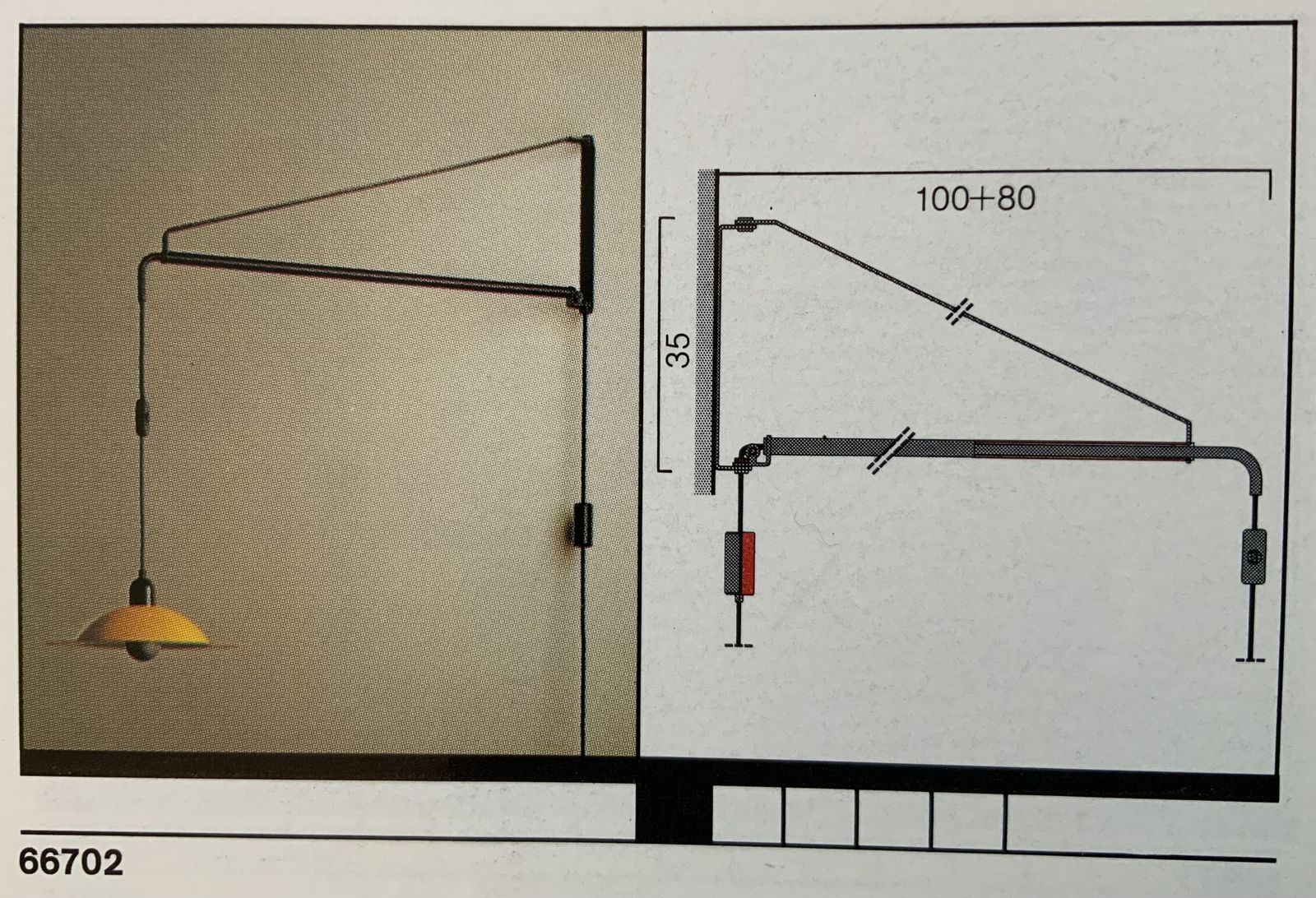 Stilnovo 66702 Wall Mounted Suspended Light Fitting.
