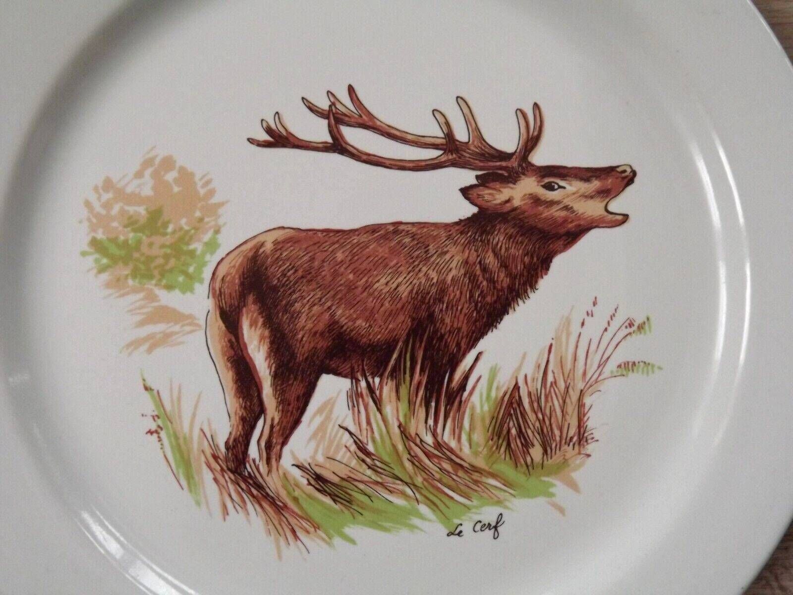 Lot de 6 assiettes plates blanches Henkel à motifs d'animaux et d'oiseaux   Vaisselle vintage. Assiettes à motifs d'animaux et d'oiseaux. Assiettes Henkel. photo vintage