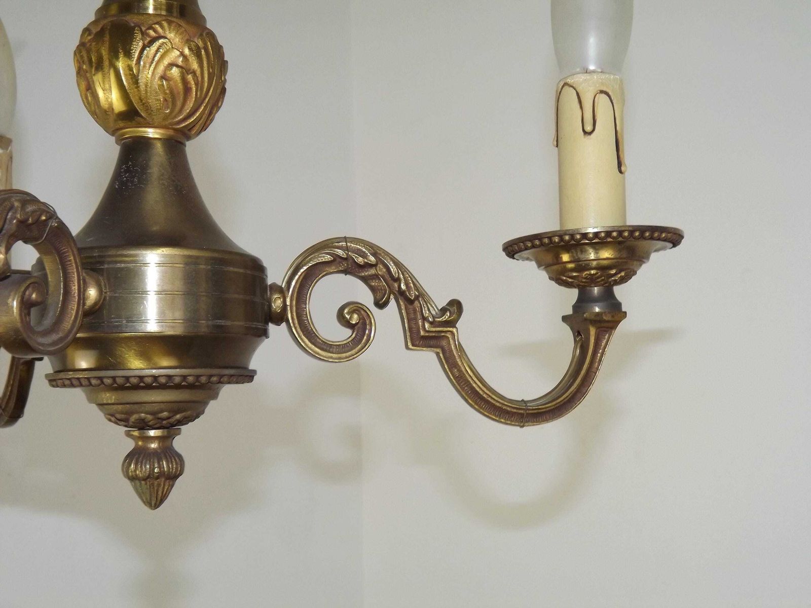 Lustre à 3 lumières de style traditionnel mid-century en bronze français photo buy