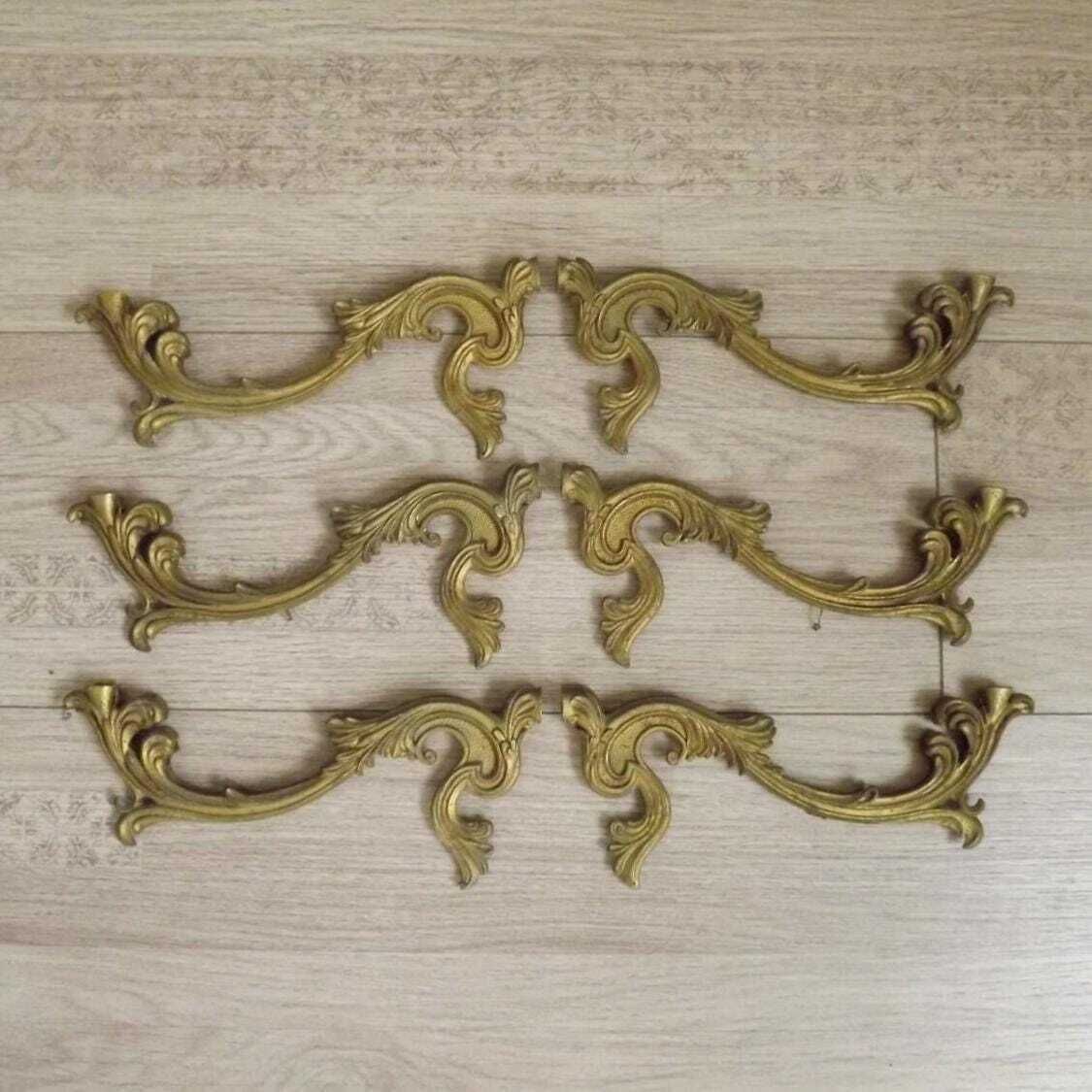 Set Of 6 French Antique Bronze Chandelier Arms Scroll Design Acanthus Leaf   French Vintage Chandelier Replacement Parts. photo furniture