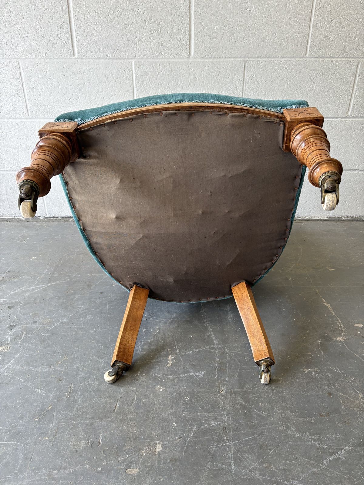 Victorian Buttoned Back Nursing Chair With Carved Detail photo vintage