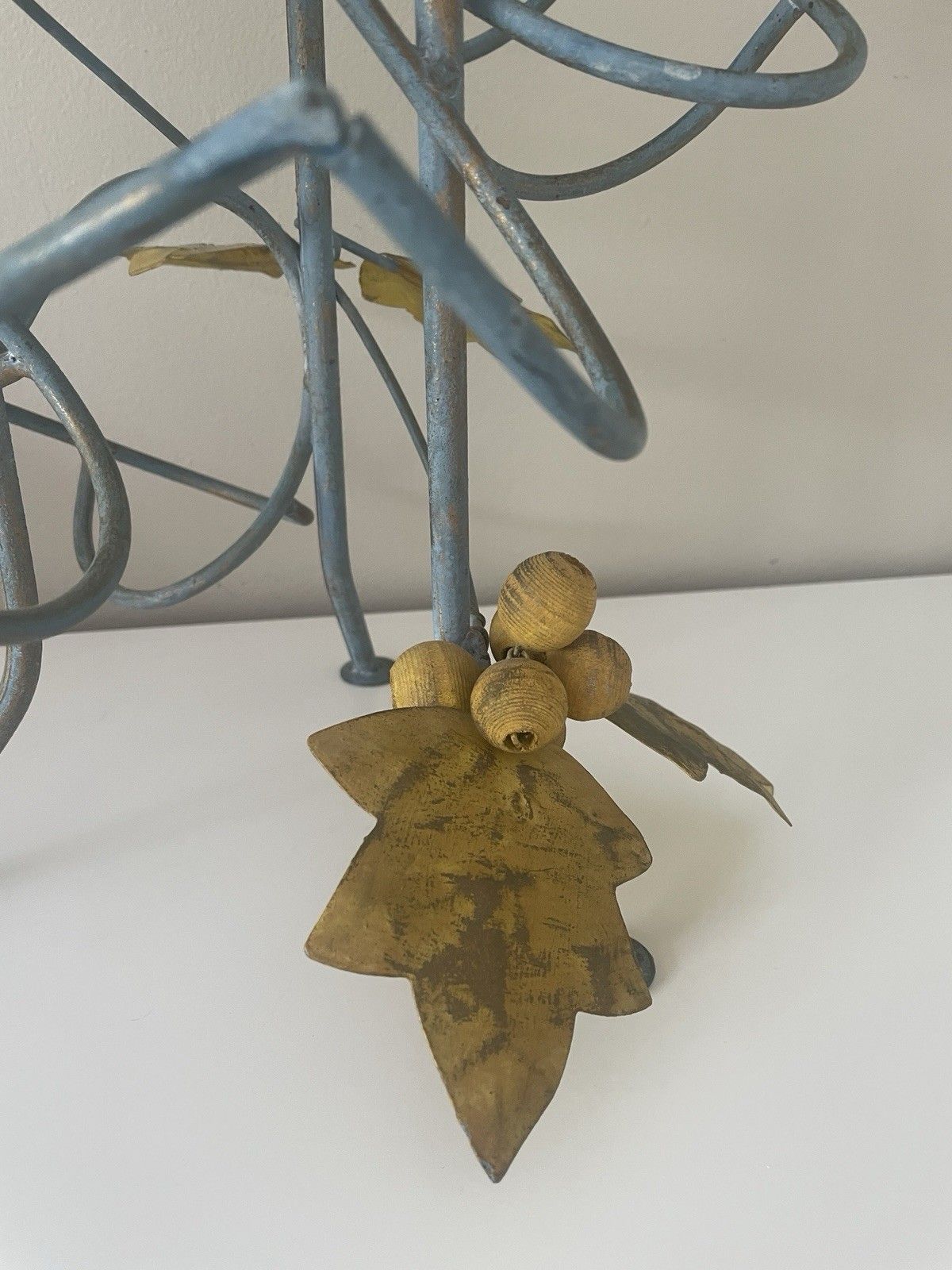Unusual French Vintage Metal Bottle Holder & Candelabra With Vine Leaf Detail photo Home Decor