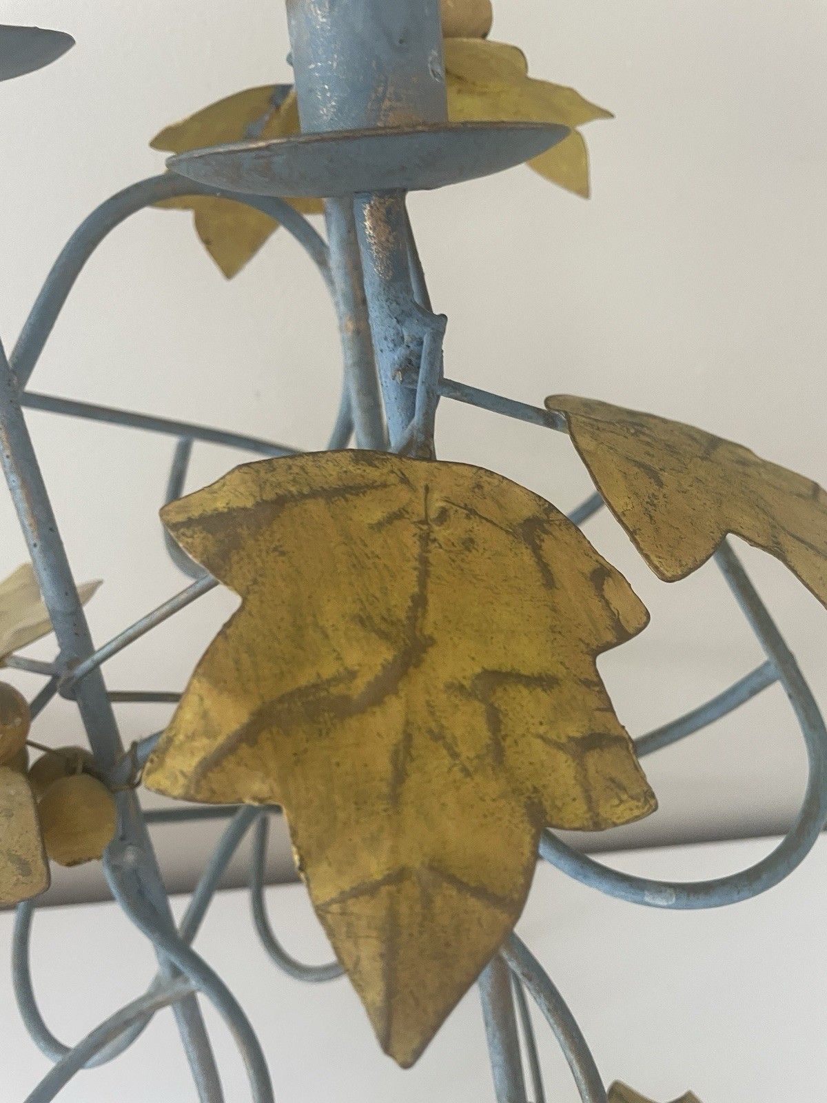 Unusual French Vintage Metal Bottle Holder & Candelabra With Vine Leaf Detail photo vinterior