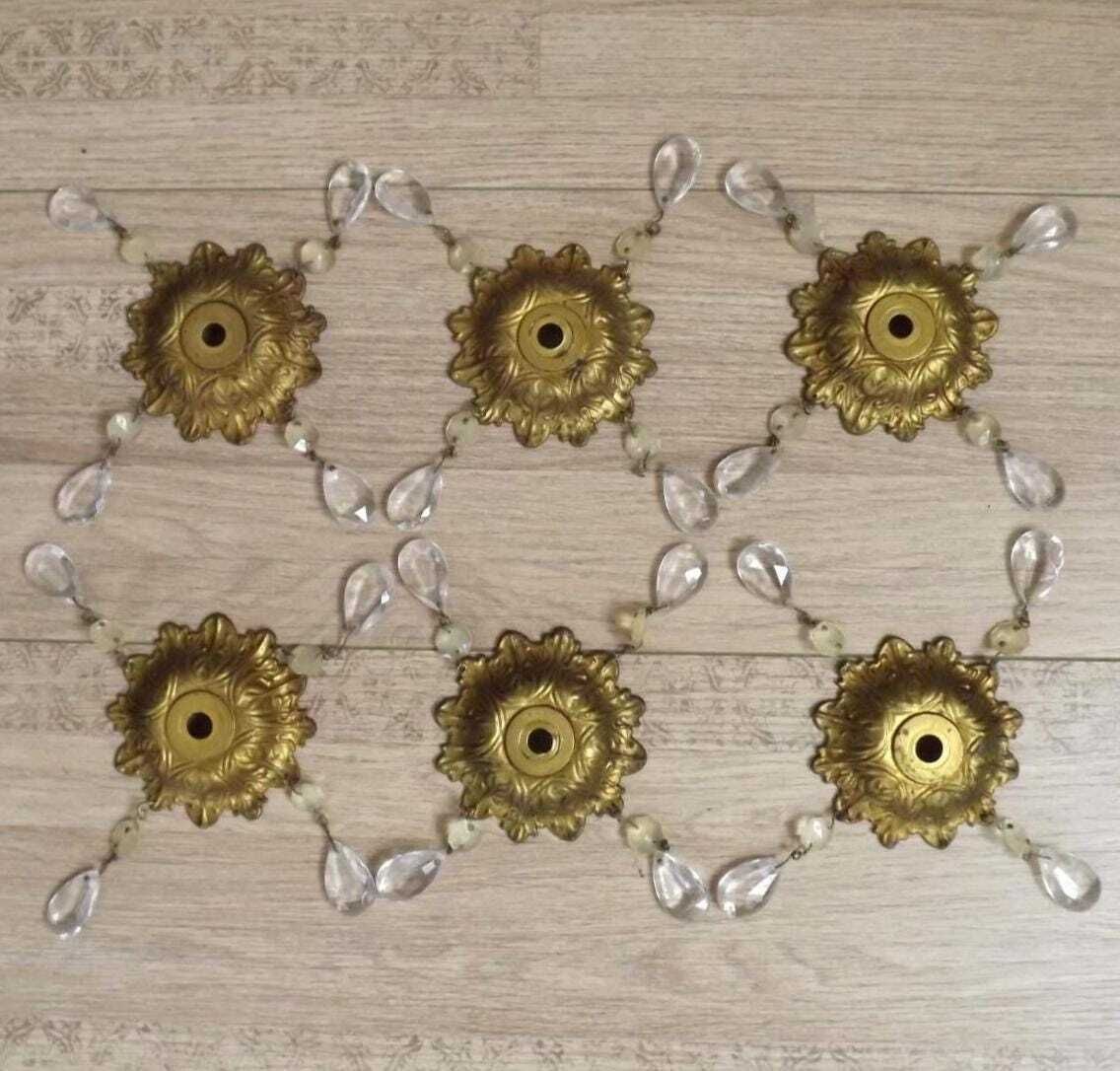 6 Antieke Bronzen Bobeches Voor Restauratie Van Kroonluchters En Lichtarmaturen – Set Van 6 Vintage Vervangingsonderdelen Voor Verlichting.