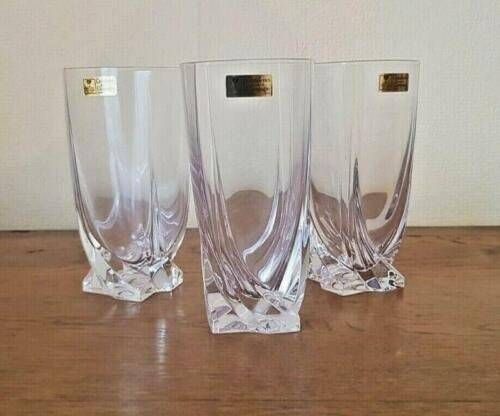 Boxed Set Of 6 French Cristalleries Royales De Champagne Tumbler Glasses. Set Of 6 Tumblers. 6 Tall Glasses. 6 Hi Ball Glasses. Boxed Set. photo vintage