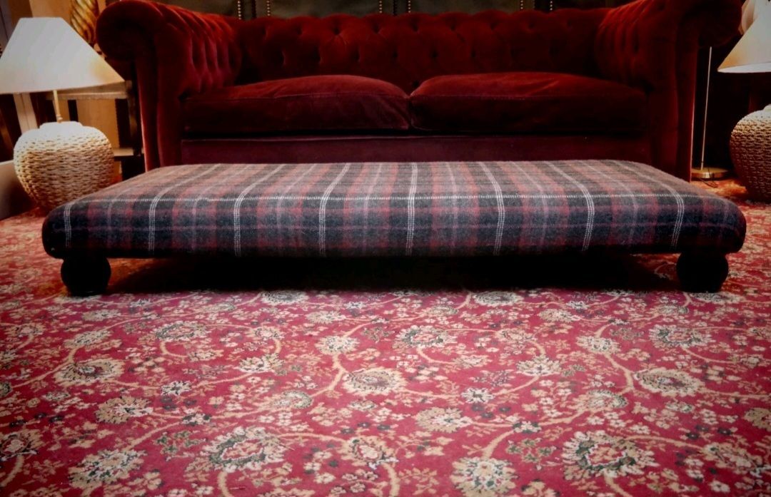 Stunning Tetrad Extra Large Harris Tweed Footstool Ottoman Macleod Check photo furniture