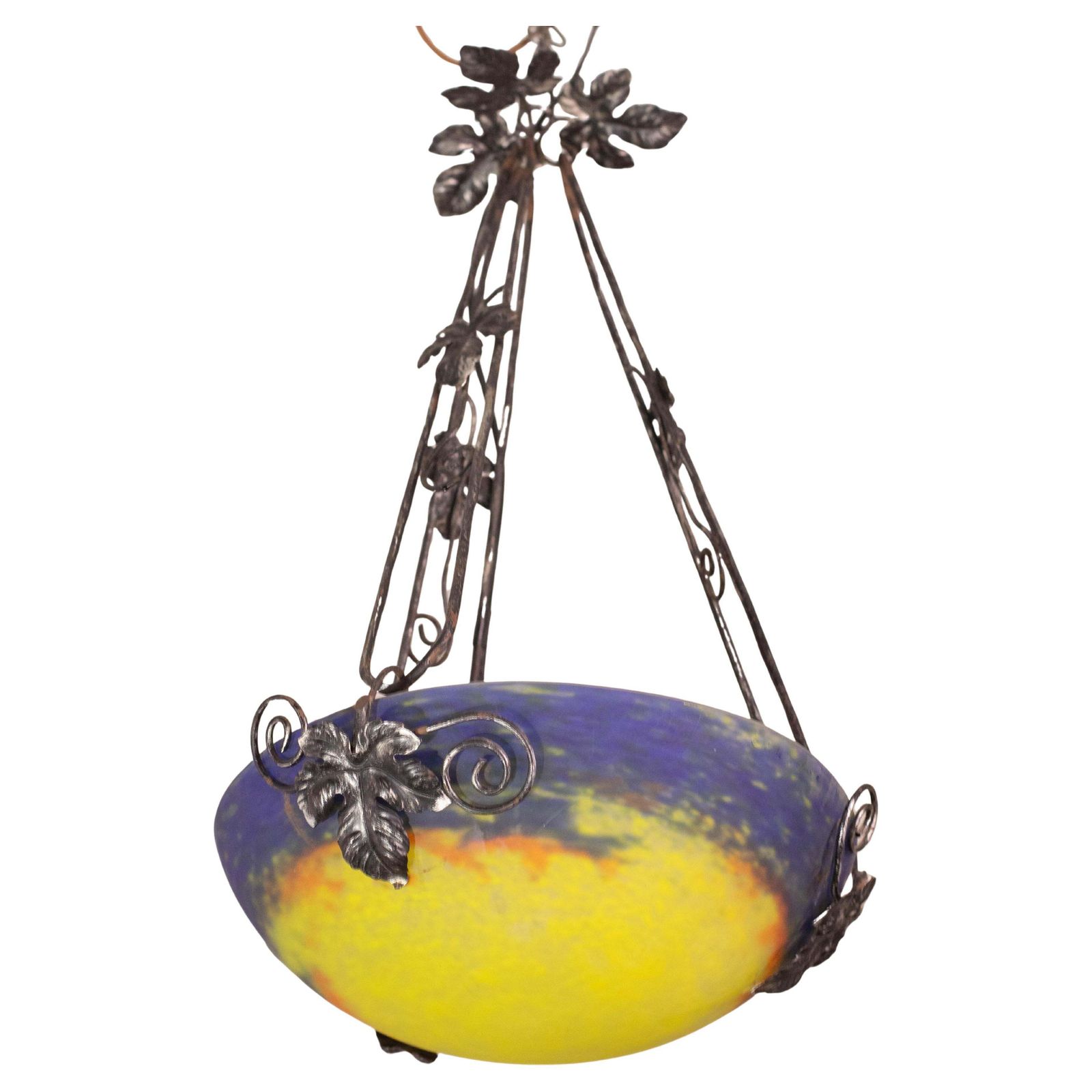 Art Deco Yellow Pendant Light By G.V. De Croismare, Muller Frères, France, 1920s