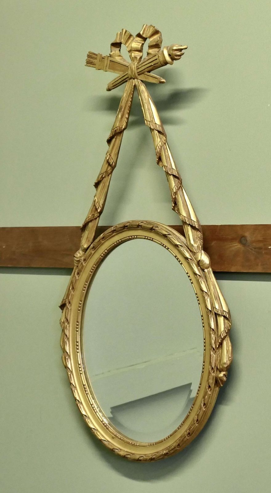 Louisxvi Style Gilt Ribbon And Bow Mirror Oval Mirror photo Home Decor
