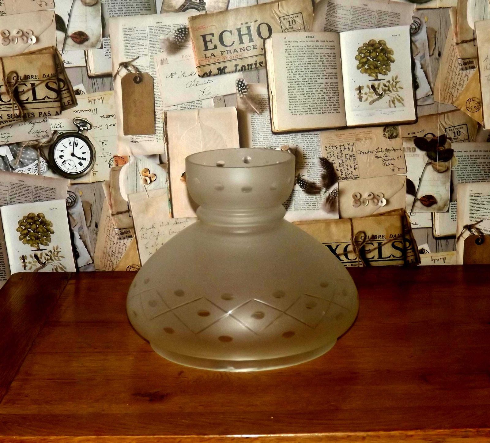 French Vintage White Opaque Glass Lantern Style Patterned Replacement Shade   French Vintage Lighting. Lantern Shade. Large Lantern Shade. photo furniture