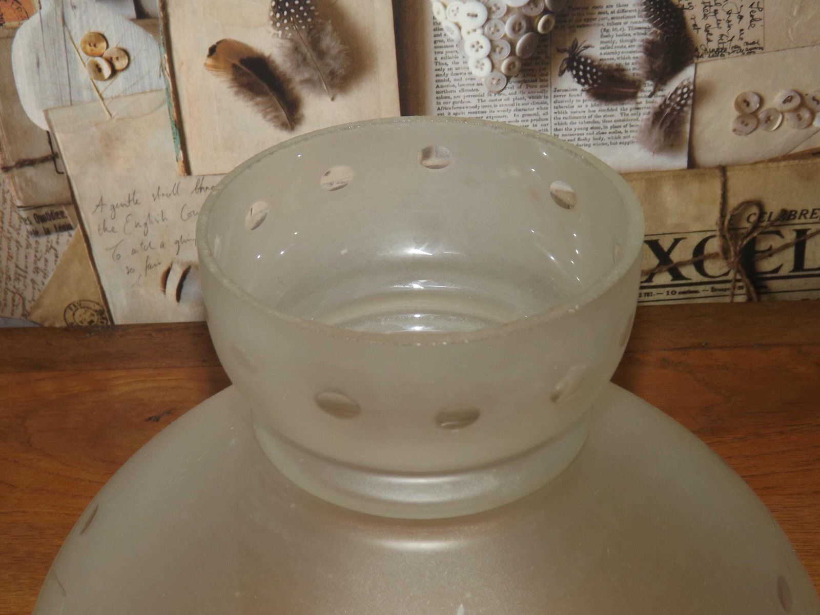 photo for sale French Vintage White Opaque Glass Lantern Style Patterned Replacement Shade   French Vintage Lighting. Lantern Shade. Large Lantern Shade.