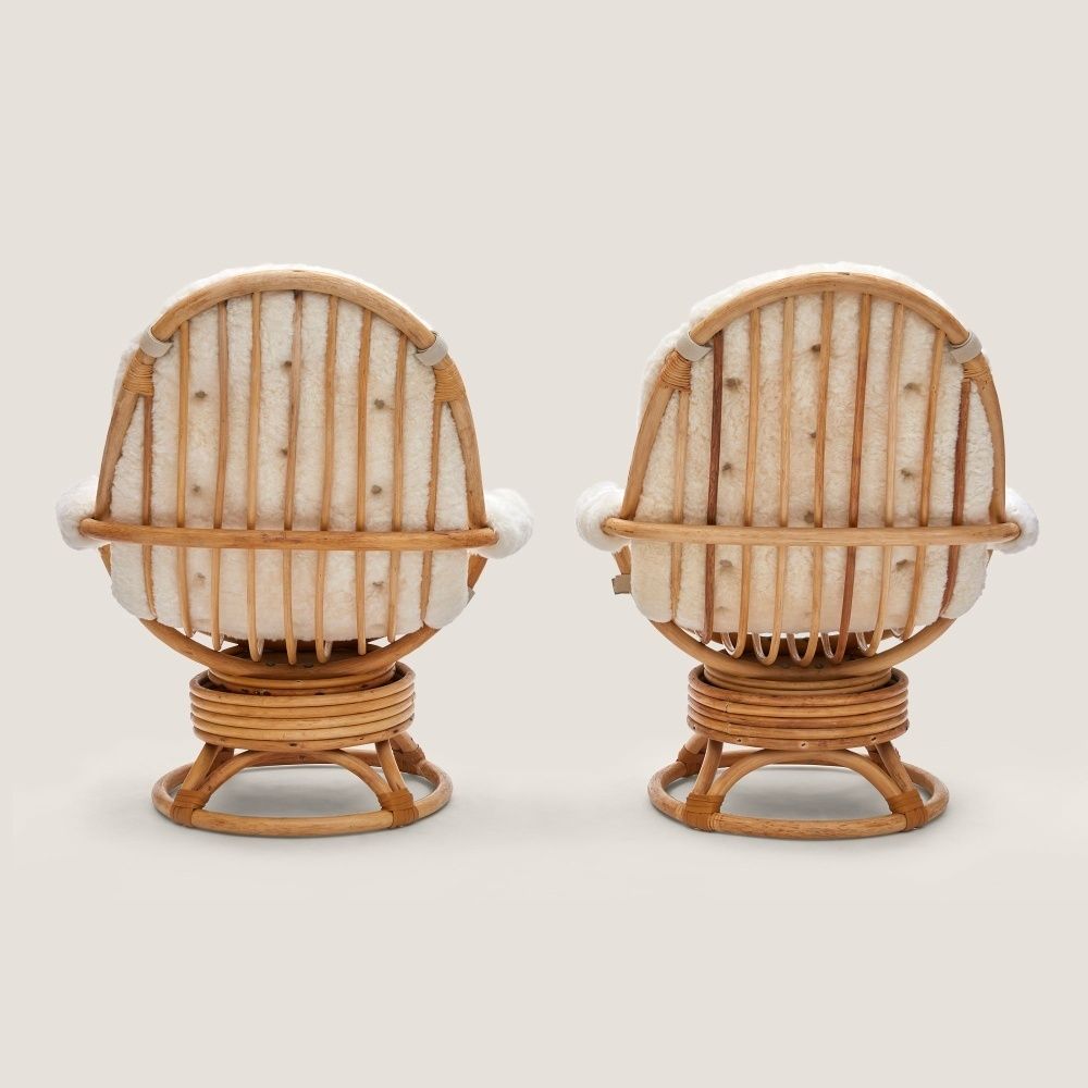 photo for sale Set Of 5 Bamboo And Rattan Armchairs From The 1950s