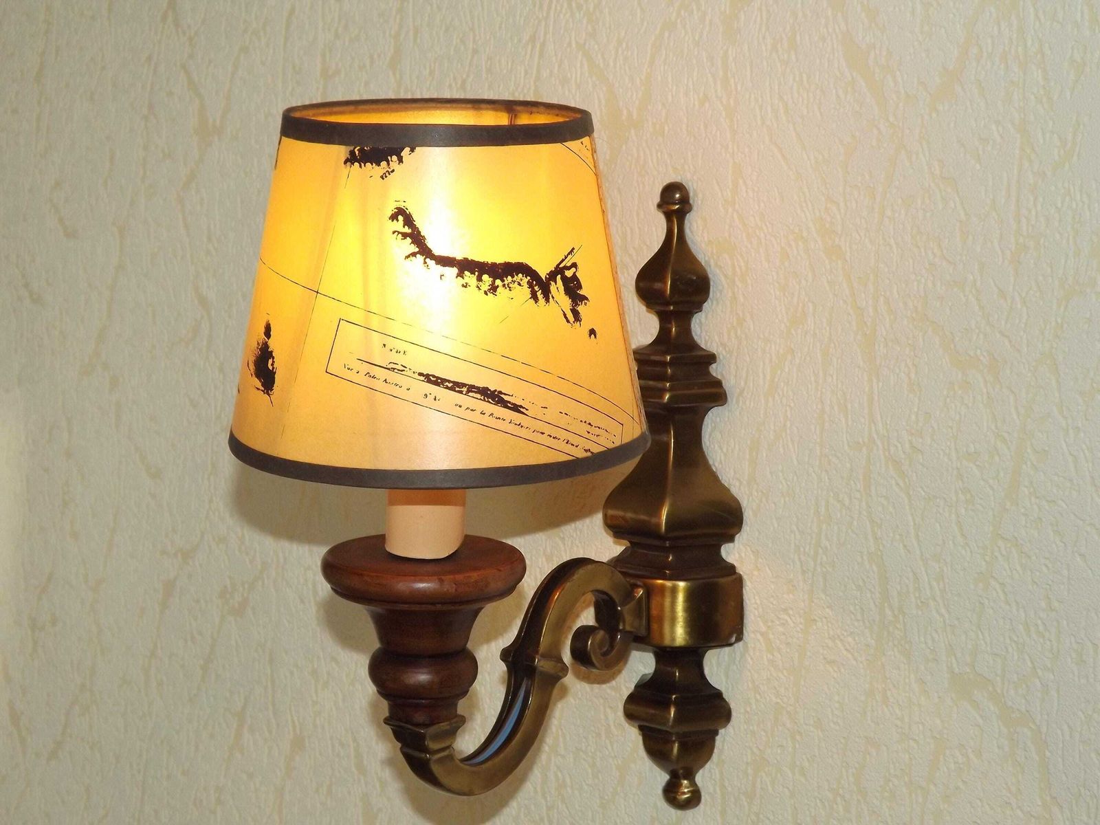 French Vintage Bronze Effect Metal Traditional Style Wall Light Card Shade   French Vintage Lighting. Mid Century Lighting.Single Wall Light