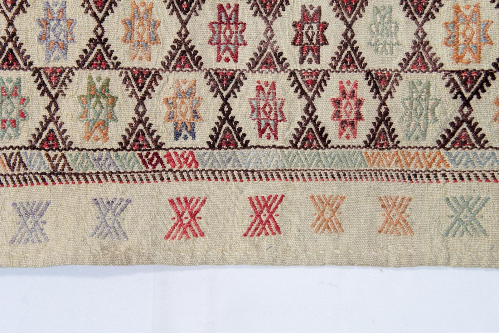 Antique Turkish Kilim Rug: Beige Wool, Zig Zag Tribal Design, 1910s photo 5600.0