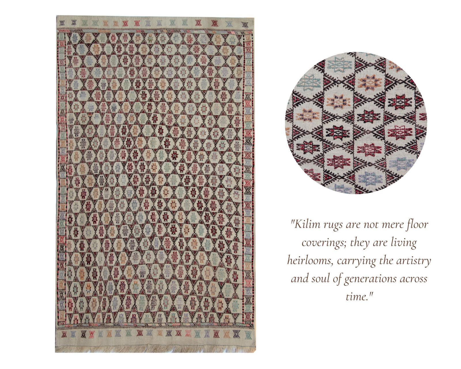 photo furniture Antique Turkish Kilim Rug: Beige Wool, Zig Zag Tribal Design, 1910s