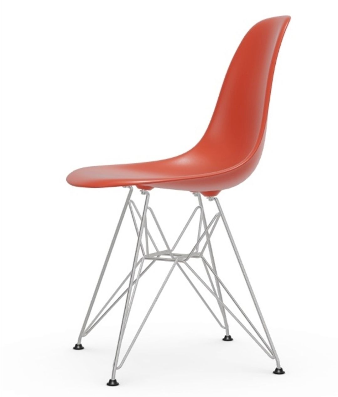 Set Of 6 Vitra Eames Dsr Re Plastic Chair   Poppy Red photo furniture