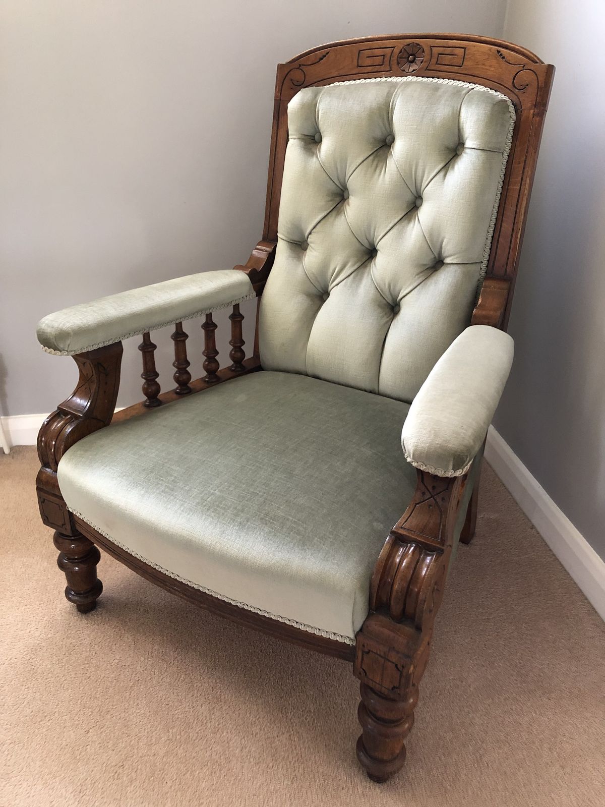 19th Century Green Upholstered Occasional Chair