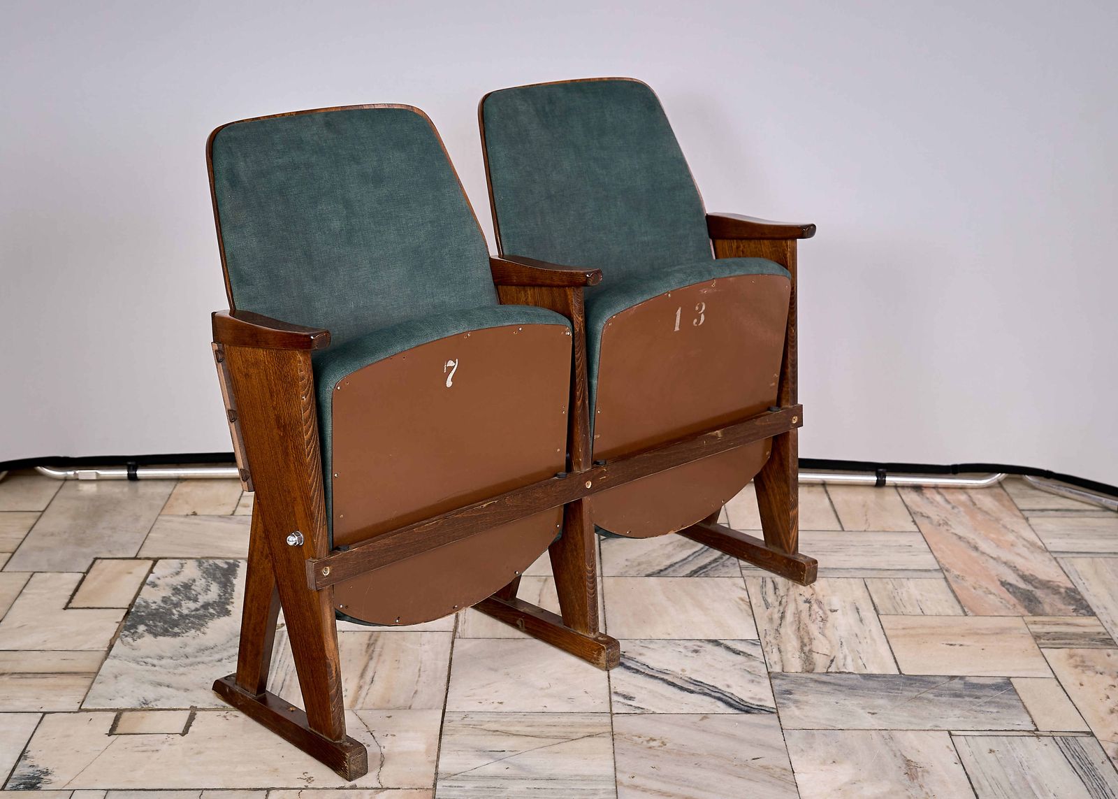 Folding 2 Seater Cinema Armchairs Czechoslovakia 1970s photo vinterior
