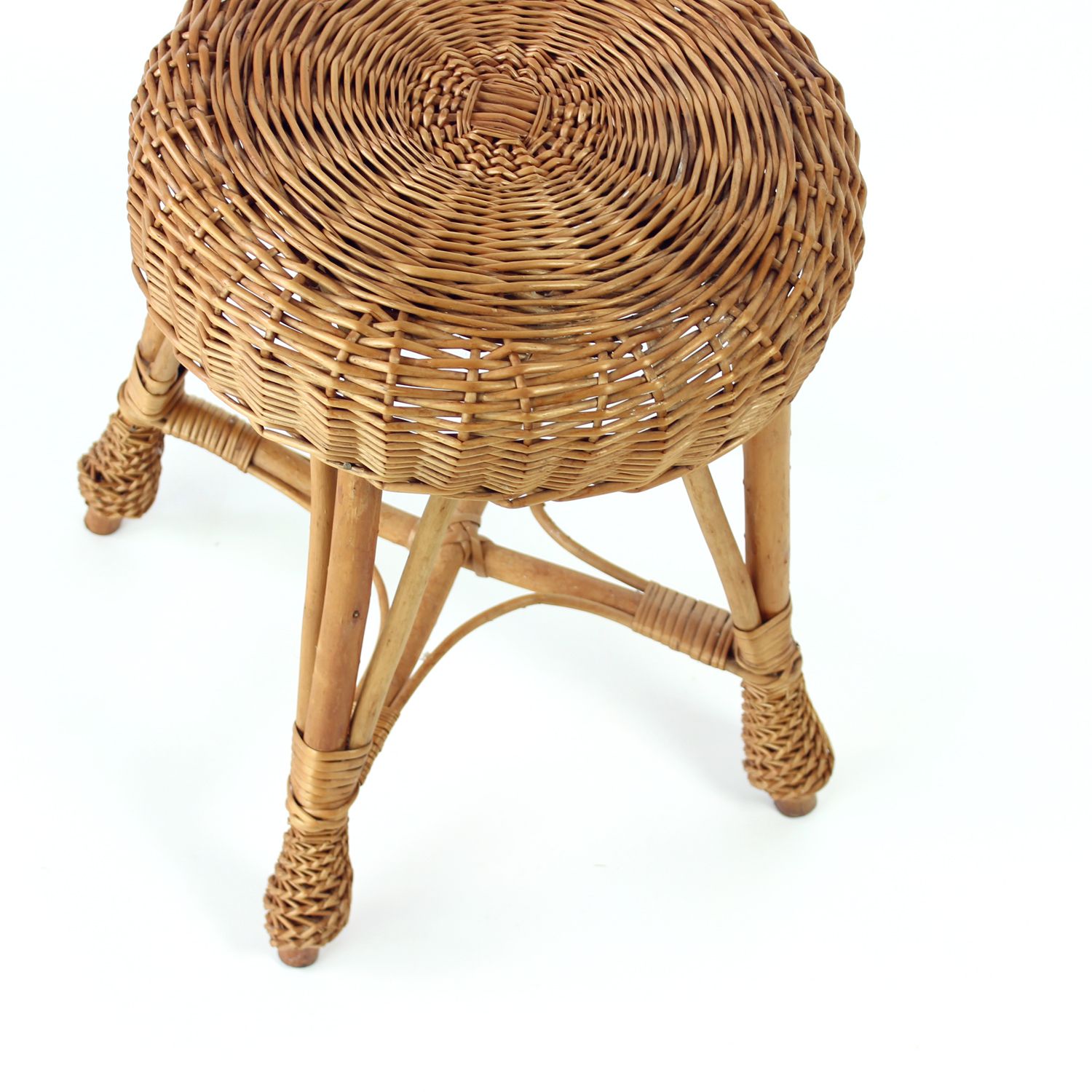 photo furniture Vintage Rattan Stool, Czechoslovakia 1960s