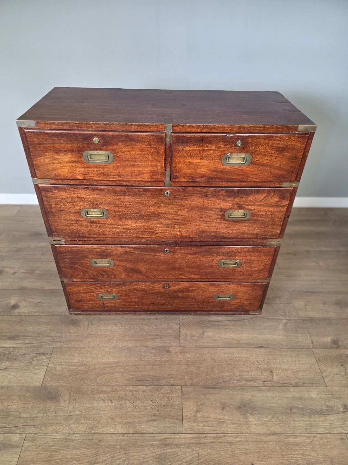 Antique Regency Teak Campaign 1830s Chest photo for sale