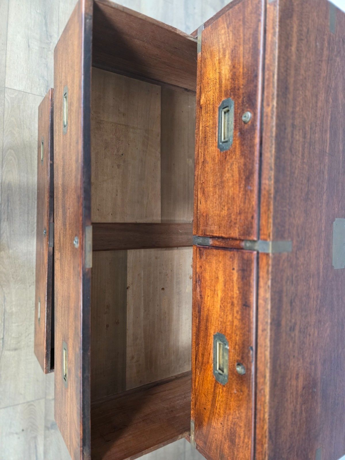 Antique Regency Teak Campaign 1830s Chest photo vintage