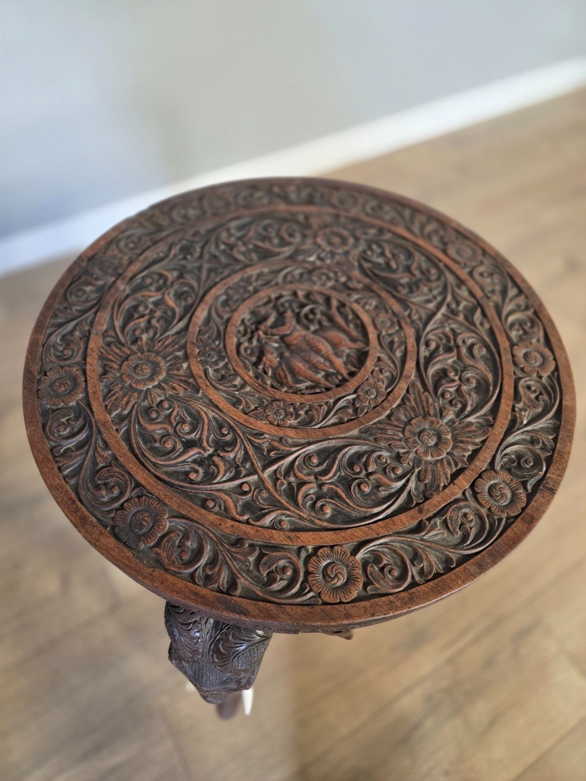 Antique Early 20th Century Bermese Carved Elephant Occasional Sidetable photo buy