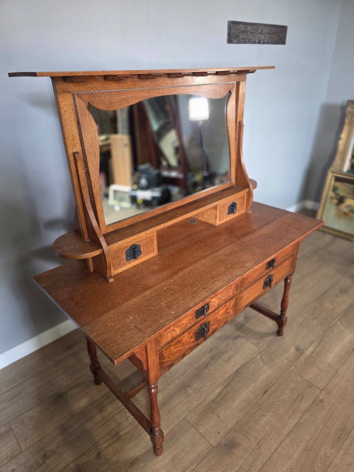 Early Heals Of London Antique Oak Newlyn Dressing Table photo Furniture