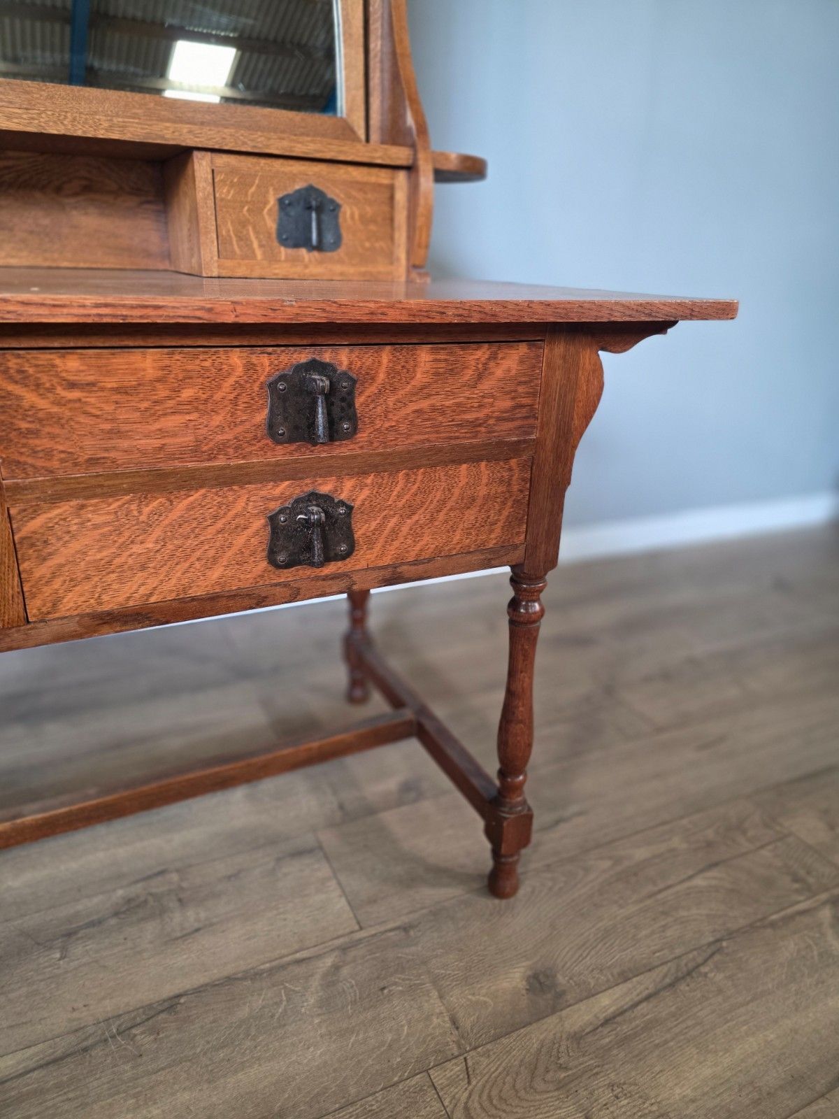 Early Heals Of London Antique Oak Newlyn Dressing Table photo vintage