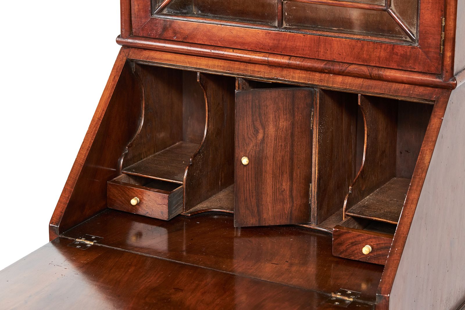 Antique Walnut Queen Anne Revival Bureau Bookcase Circa 1920s photo buy