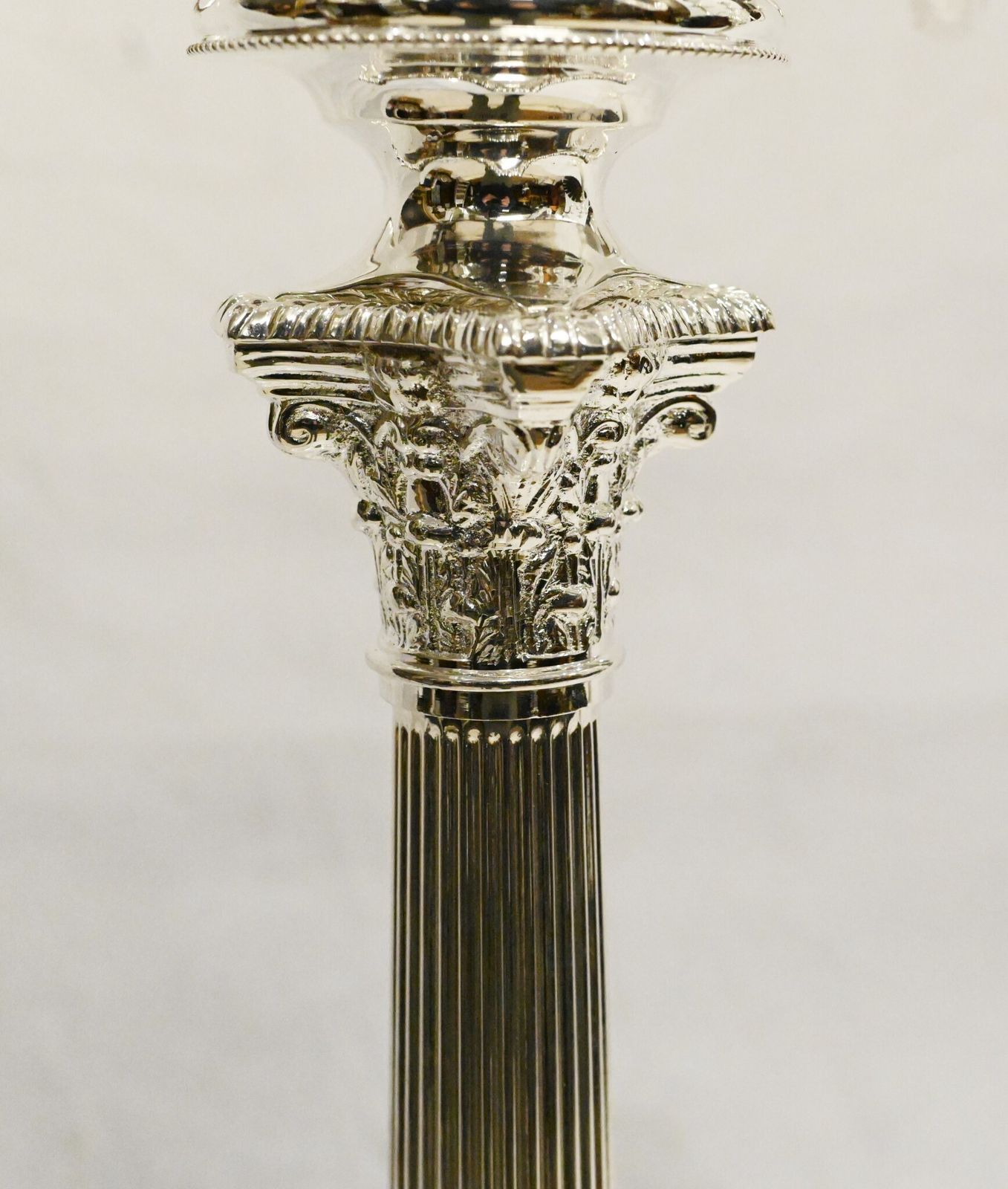 1495.0 Regency Silver Plate Candelabras Doric Column Candles photo