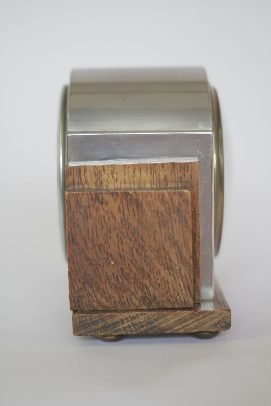 Art Deco Oak & Chrome Mantel Clock photo 250.0