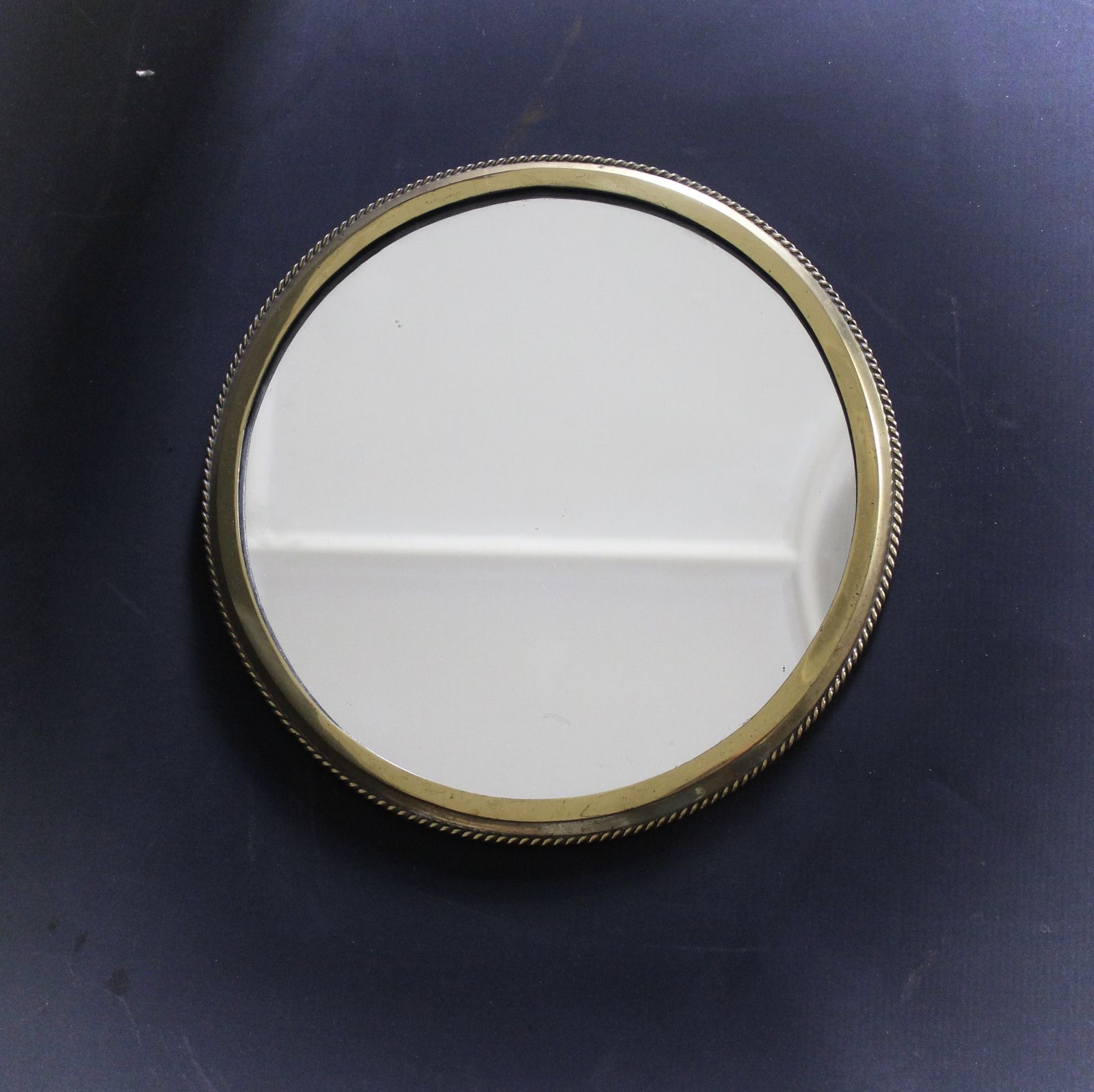 Circular Brass Ribbed Wall Mirror.