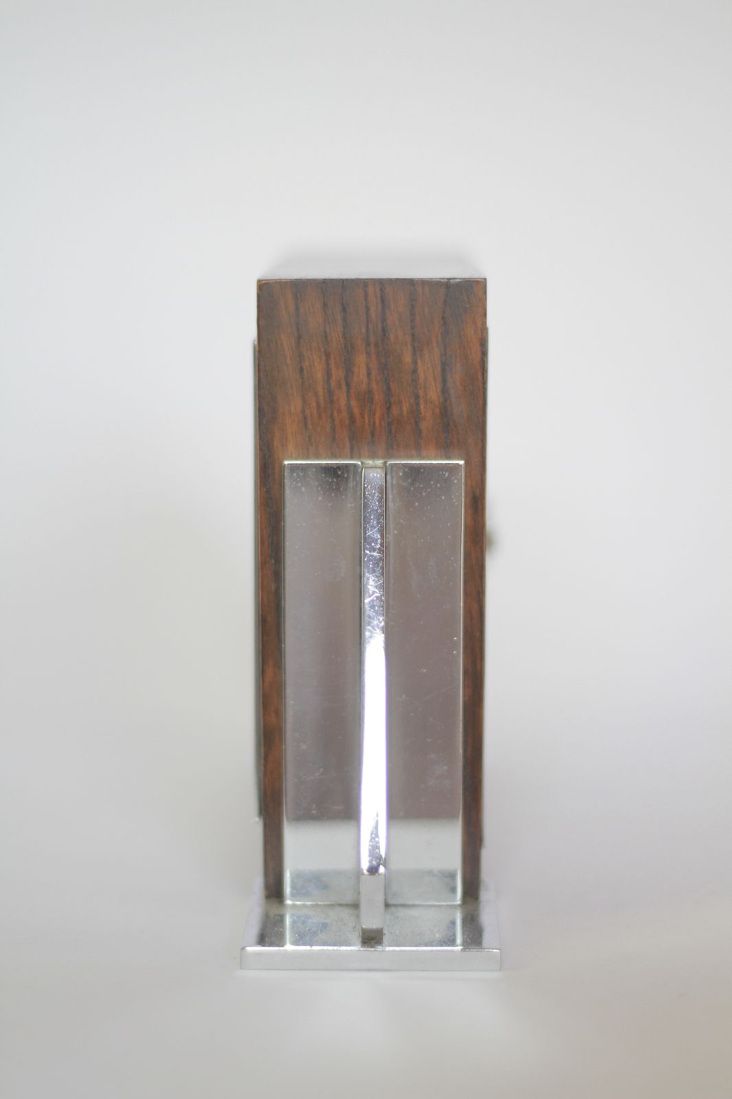 Art Deco Oak & Chrome Mantel Clock photo vinterior