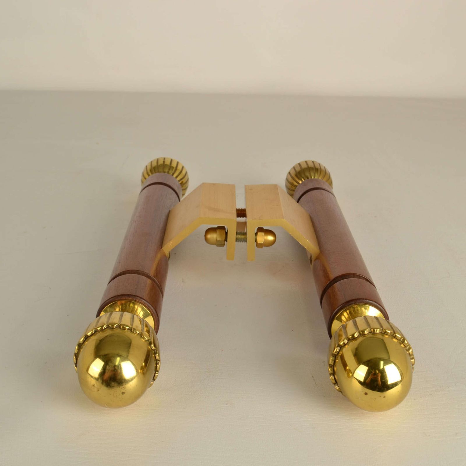 Pair Of Classical Push Pull Door Handles In Bronze And Wood photo Home Fixtures