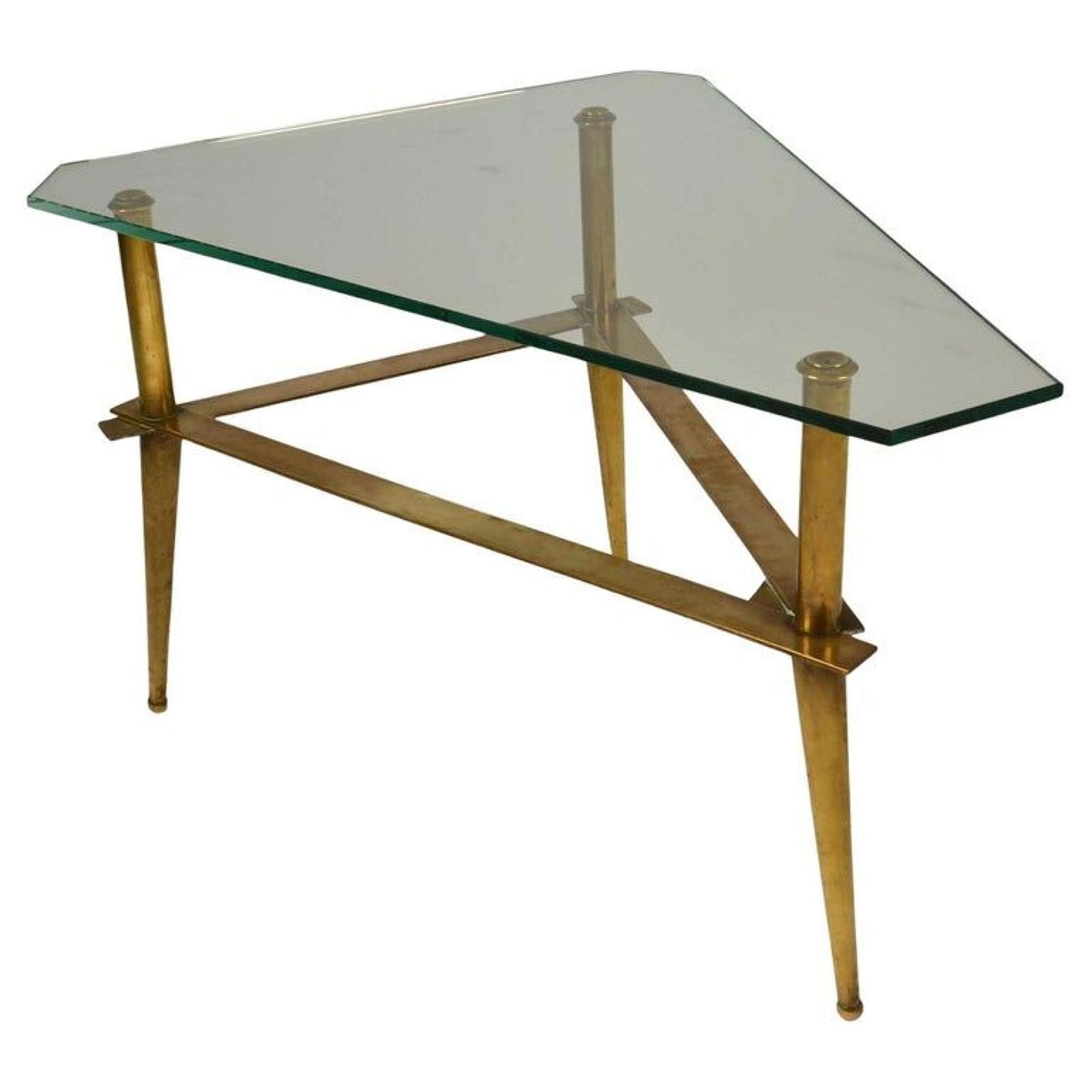 Tripod Italian Brass And Glass 1950s Coffee Table