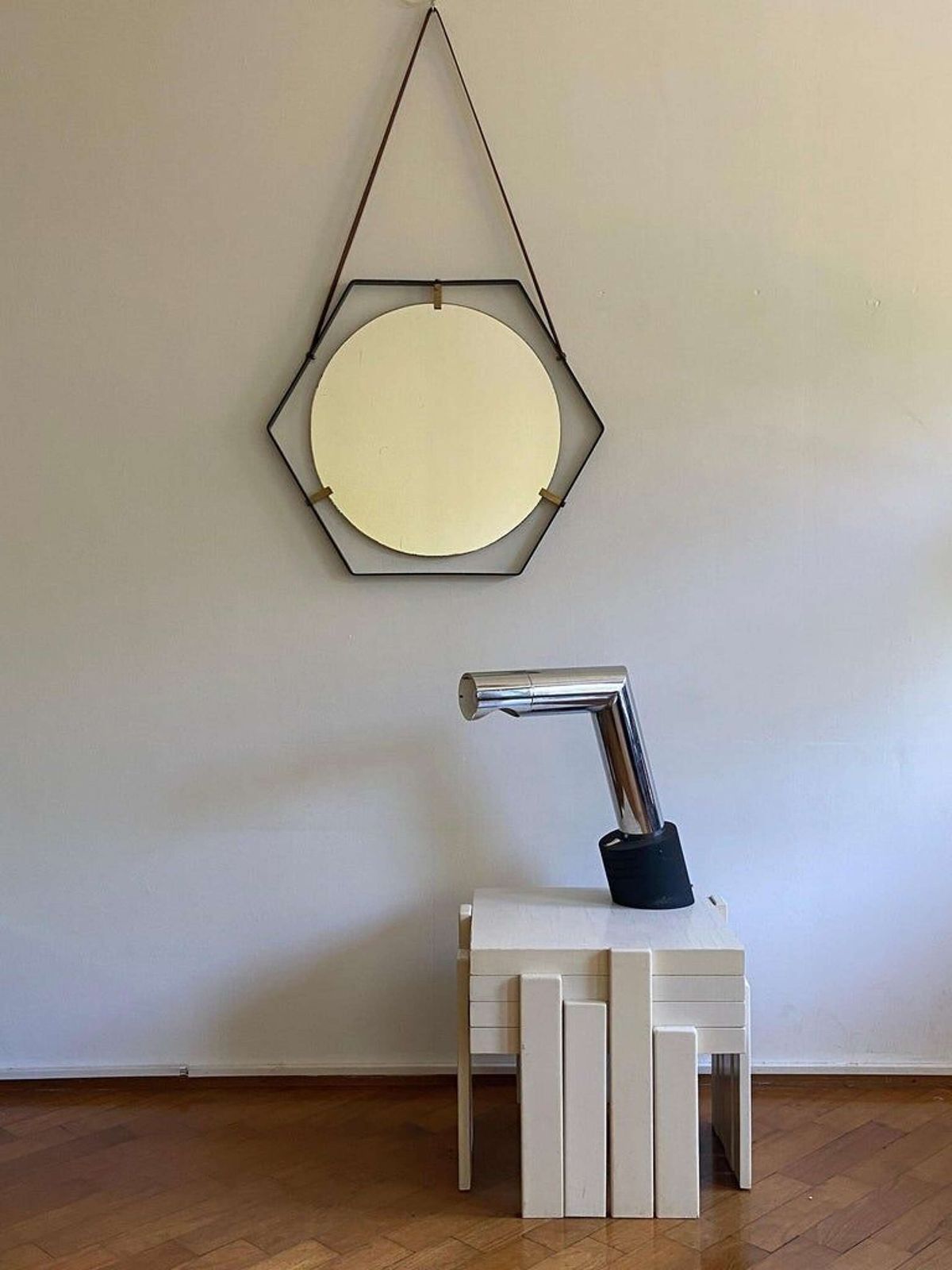 Hexagonal Mirror Santambrogio & De Berti 1960s Italy photo Home Decor