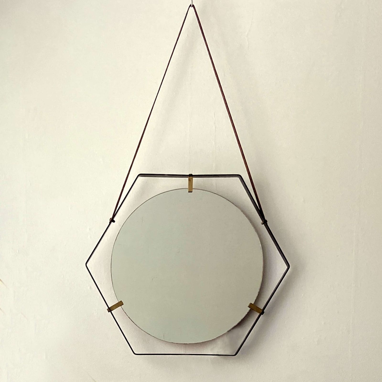 Hexagonal Mirror Santambrogio & De Berti 1960s Italy photo vinterior