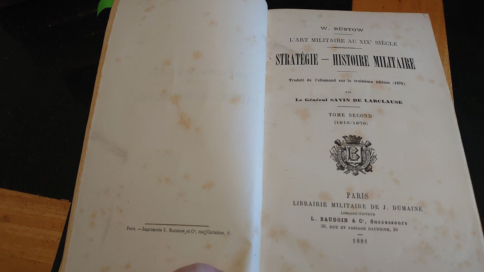 Strategie Histoire Militaire   Tomes I & II   Rustow ~ L'art Militaire Au Xixe Siecle   Good Condition   1881   In French photo buy