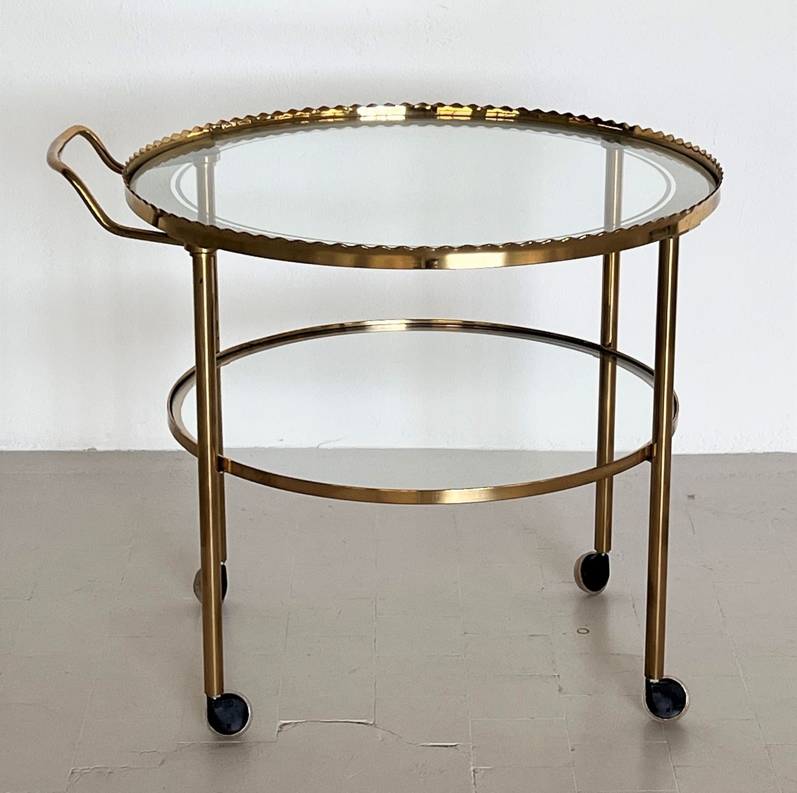 Midcentury Brass And Glass Trolley Or Bar Cart By Vereinigte Werkstätten, 1970s