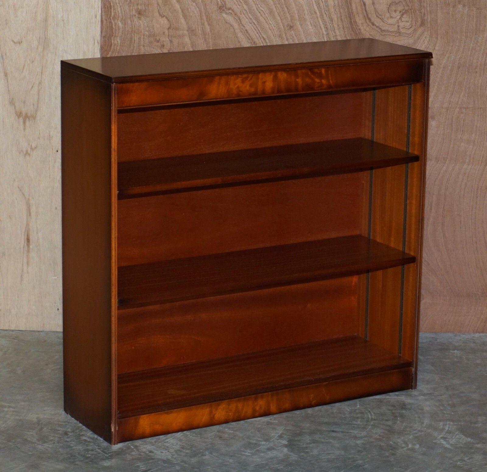 photo for sale Pair Of Shaws Of London Flamed Mahogany Dwarf Open Library Bookcases Part Suite