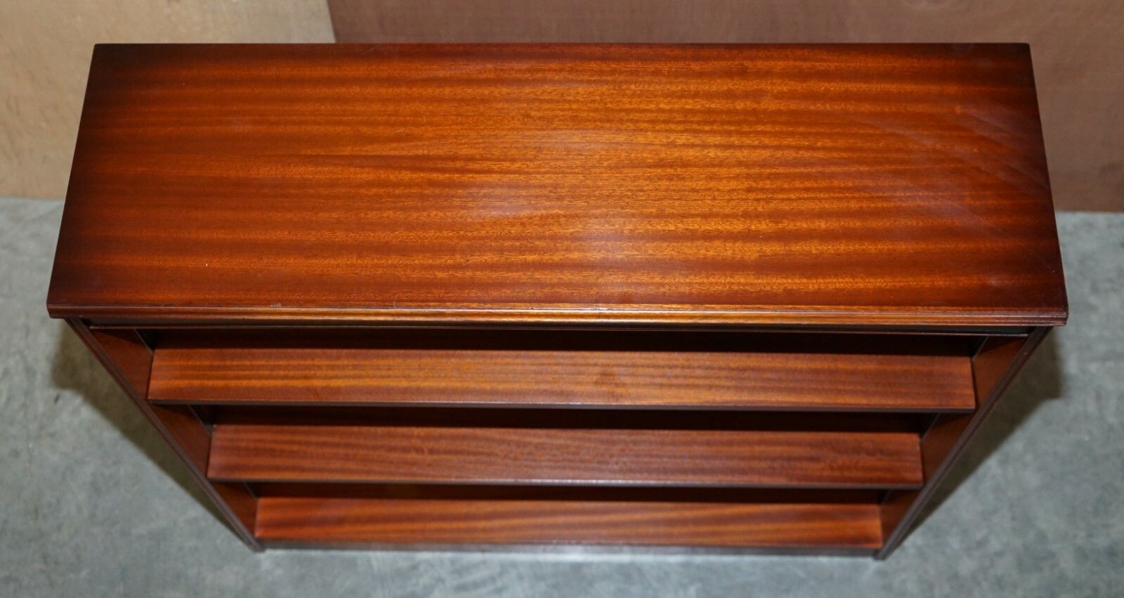 1500.0 Pair Of Shaws Of London Flamed Mahogany Dwarf Open Library Bookcases Part Suite photo