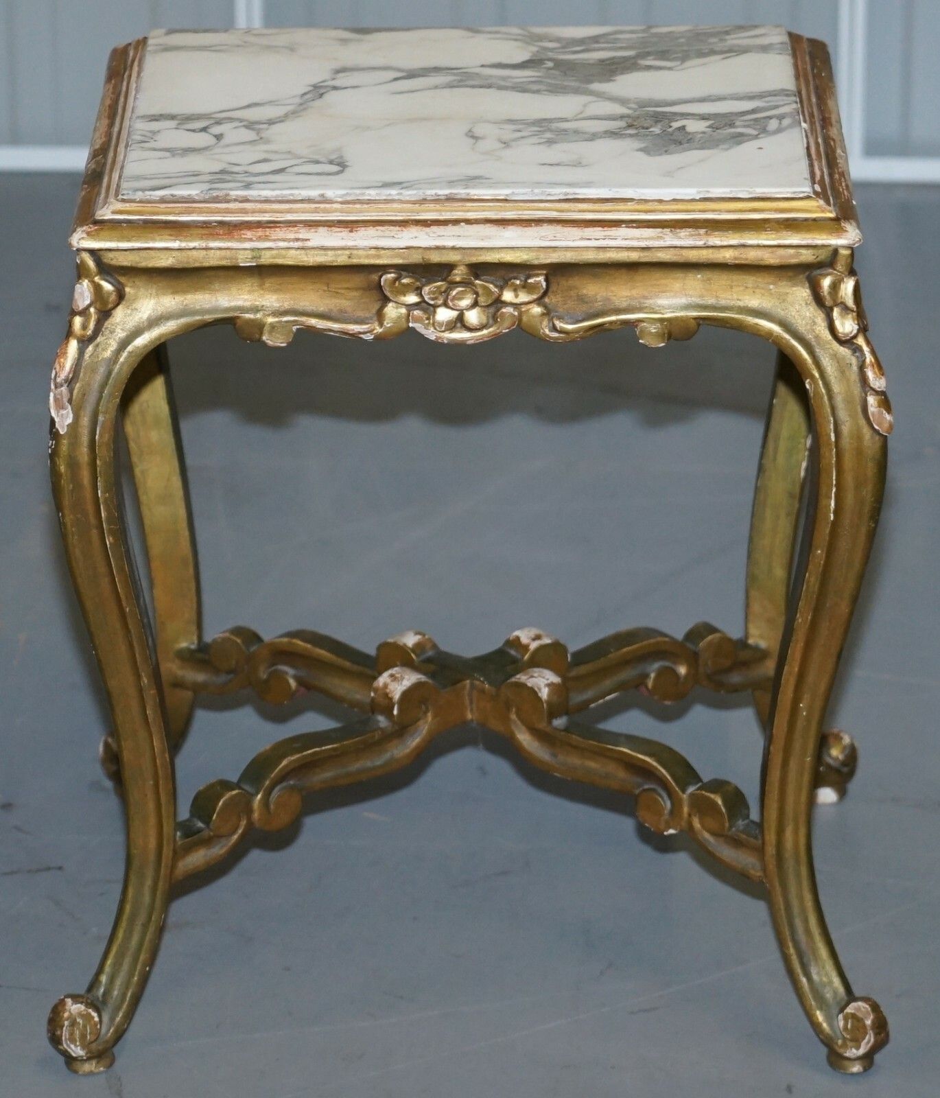 Furniture Pair Of French Circa 1860 Napoleon III Gold Giltwood Marble Topped Side Tables photo