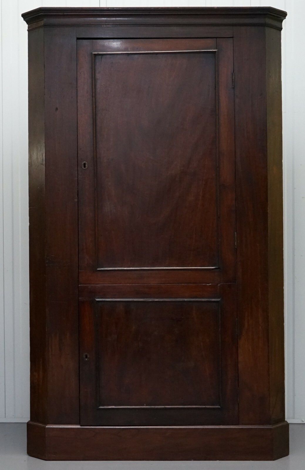 Original George III Circa 1760 Solid Mahogany Corner Cupboard Large Bookcase photo for sale