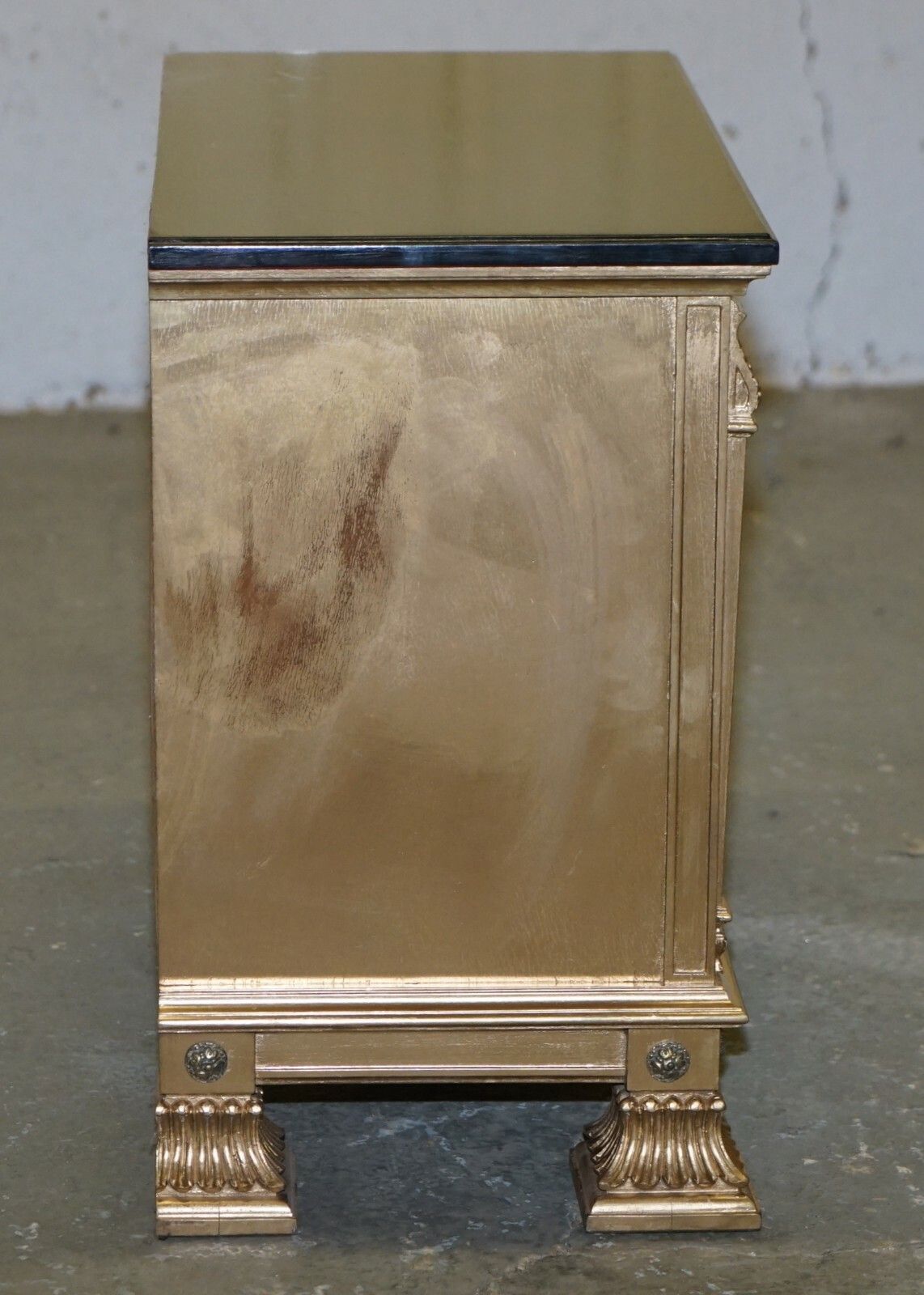 Pair Of Gold Over Silver Leaf Painted Bedside Table Sized Chests Of Drawers photo vinterior