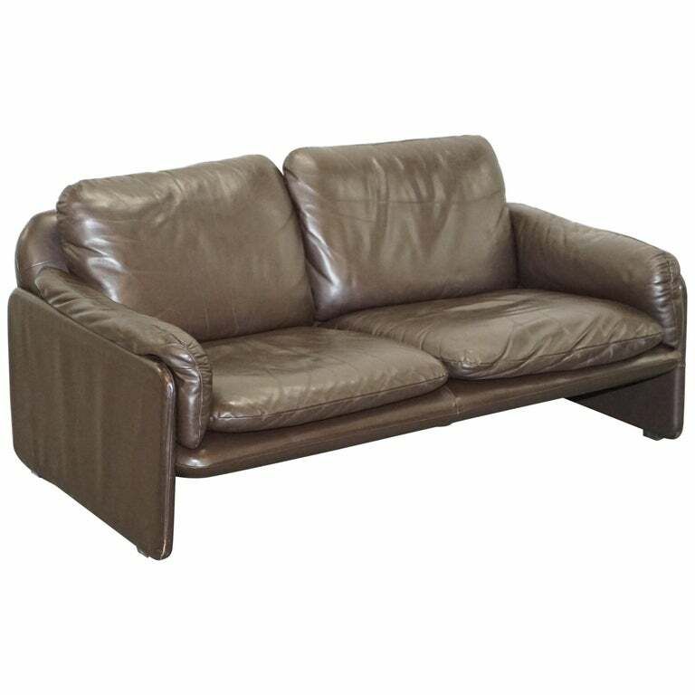 138cm Danish Brown Leather 2 Seat Mid Century Modern Sofa Armchairs Available