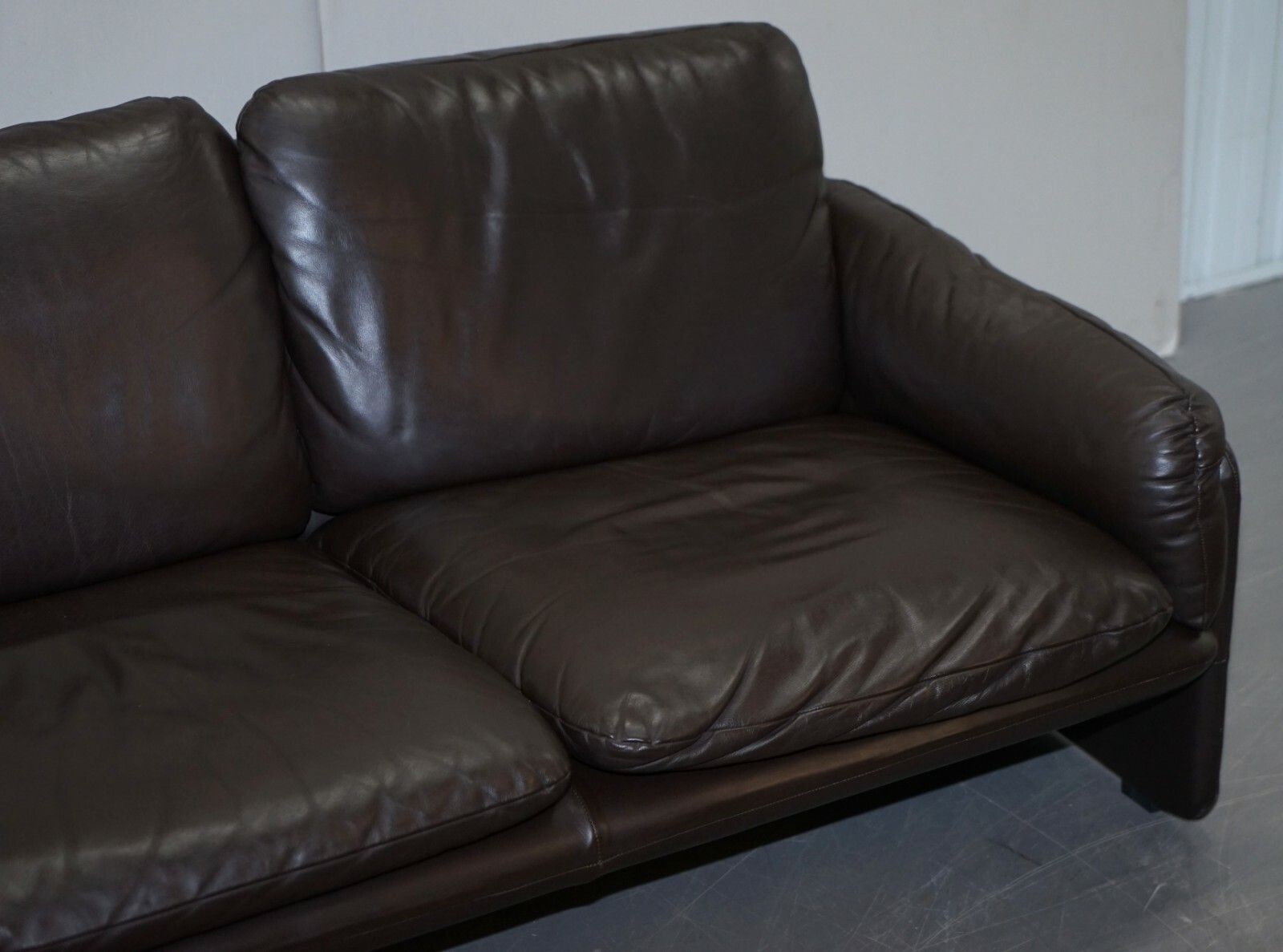 138cm Danish Brown Leather 2 Seat Mid Century Modern Sofa Armchairs Available photo Furniture